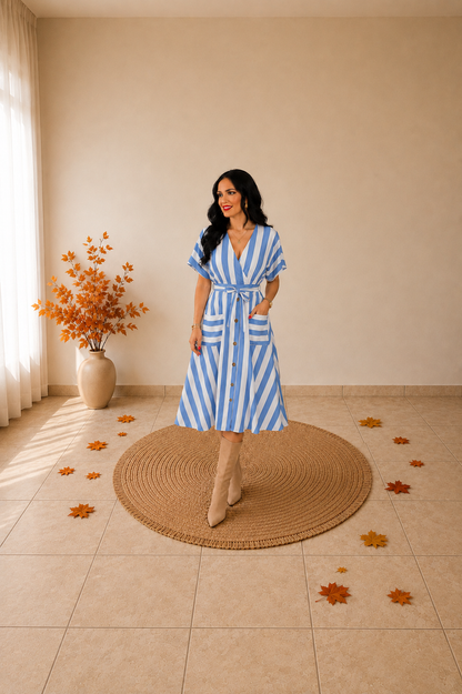 Karla Striped Midi Dress