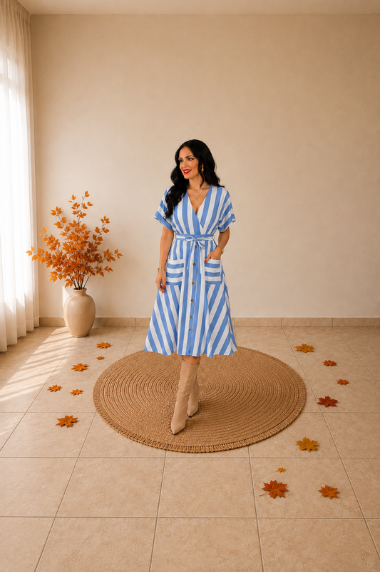 Karla Striped Midi Dress