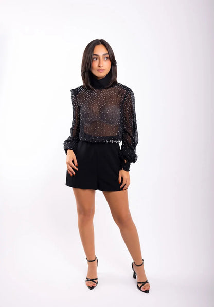 Studded Chifon Romper.