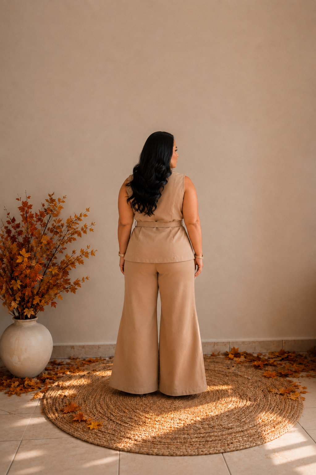 Plus Taupe Vest Set