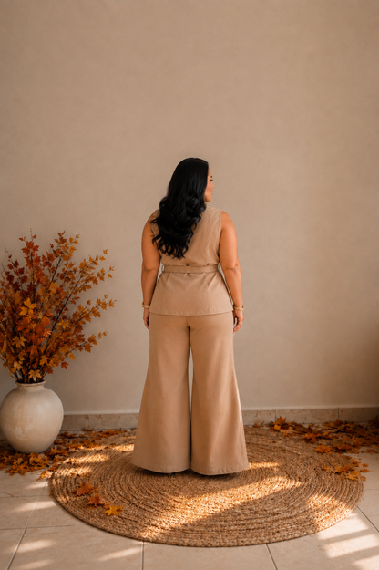 Plus Taupe Vest Set